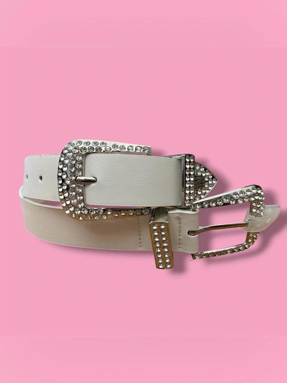 BUNDLE OF 2 White Crystal Accent Women's Belt - Unbranded